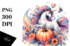 Colorful Unicorn Pumpkin Clipart Product Image 1
