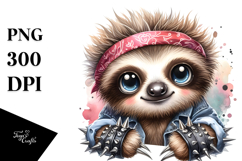 Punk Sloth Illustration PNG Product Image 1