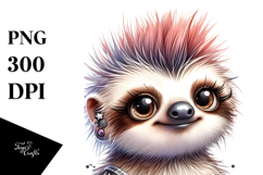 Punk Sloth Illustration PNG Product Image 1