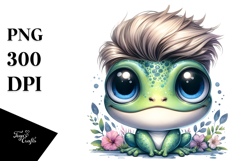 Cute Baby Frog with Cool Haircut PNG Product Image 1