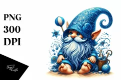 Detailed Summer Gnome in Azzure | Clipart Product Image 1