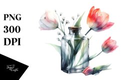 Abstract Watercolor Bottle with Tulip | Clipart Product Image 3