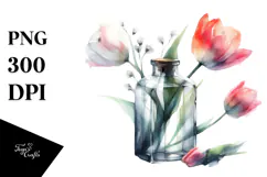 Abstract Watercolor Bottle with Tulip | Clipart Product Image 1