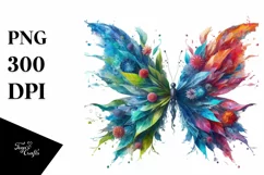 Vibrant Butterfly with Flowers PNG Product Image 3