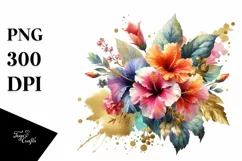 Colorful Hibiscus Bouquet | Clipart Product Image 3