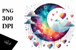 Simple Watercolor Moon, High-Res PNG Product Image 1