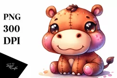 Colorful Baby Plush Hippo PNG Product Image 1