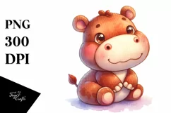Colorful Watercolor Hippo Sewed Plush | Clipart Product Image 1