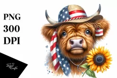 Mouth Sun Flower Highland Cow Clipart Product Image 3
