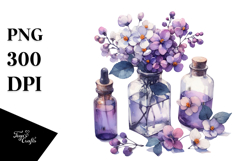 Watercolor Bottle with Violet | Clipart Product Image 1