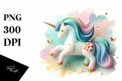 3d Luxury Golden Unicorn Buterfly, Clipart |T-shirt, Mug, Product Image 1