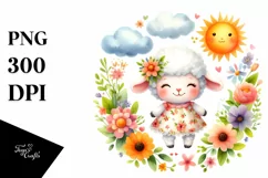 Colorful Cute Lamb in Whimsical Sun Clipart Product Image 3