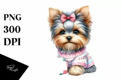 Cute Watercolor Yorkshire Terrier with Christmas Gifts Product Image 3