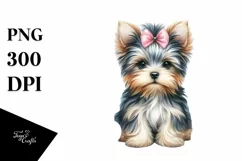 Cute Watercolor Yorkshire Terrier with Christmas Gifts Product Image 1