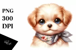 Watercolor Cute Baby Dog with Big Eyes Product Image 1