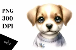 Watercolor Cute Baby Dog with Big Eyes Product Image 1
