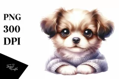 Watercolor Cute Baby Dog with Big Eyes Product Image 1