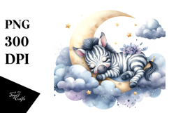 Sleeping Baby Zebra on Moon PNG Product Image 1