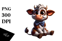 Goofy Cartoon Cow, Digital Painting Product Image 1