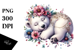 Whimsical Baby Polar Bear Sleeping PNG Product Image 1