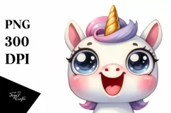 Expressive Baby Unicorn, Transparent PNG Product Image 1