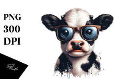 Funny Baby Cow with Sunglasses, High-Res PNG Product Image 1