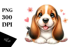 Happy Baby Basset Hound PNG Product Image 1