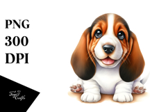 Cute Happy Baby Basset Hound with Big Eyes PNG Product Image 1