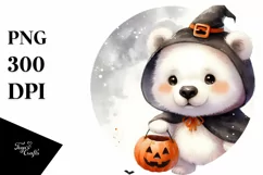 Cute Baby Polar Bear Halloween PNG Product Image 1
