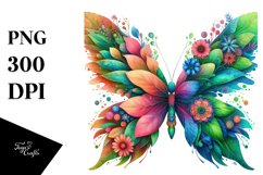 Colorful Butterfly with Flowers PNG Product Image 3