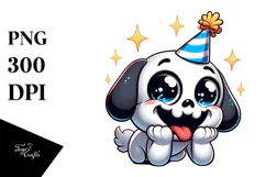 Cute Cartoon Skull with Birthday Hat, Transparent PNG Product Image 1
