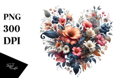 Floral Heart Digital Painting, PNG Product Image 1