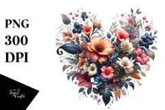 Floral Heart Digital Painting, PNG Product Image 1