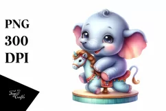 Colorful Small Baby Elephant Resting Clipart Product Image 1