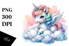 Unicorn Clouds Watercolor Pastel Clipart Product Image 3