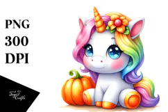 Cute Baby Unicorn Pumpkin | Sublimation Clipart Product Image 1