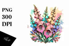 Wooden Stained Foxglove Colorful Pastel Clipart Product Image 1