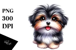 Cute Watercolor Havanese Puppy PNG Product Image 1