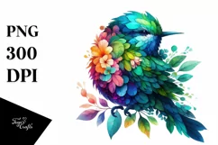 Vibrant Bird with Plant Leaves PNG Product Image 3