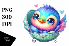 Colorful Baby Hummingbird with Cradle | Clipart Product Image 1