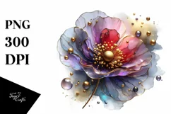 Abstract Shiny Poppy Golden Watercolor Clipart Product Image 1
