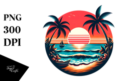 Retro Beach Sunset Clipart Product Image 1