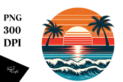 Retro Beach Sunset Clipart Product Image 1