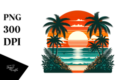 Retro Beach Sunset Clipart Product Image 1