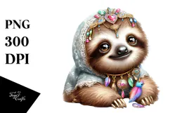 Adorned Baby Sloth with Big Eyes PNG Product Image 1