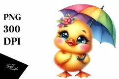 Colorful Cute Baby Duckling with Umbrella | Sublimation | Product Image 1