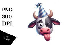Holstein Cow with Party Hat PNG Product Image 1