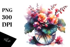 Abstract Watercolor with Begonia | Clipart Product Image 1