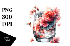 Abstract Watercolor with Begonia | Clipart Product Image 1