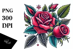 Tattoo Style Rose, Transparent PNG Product Image 1